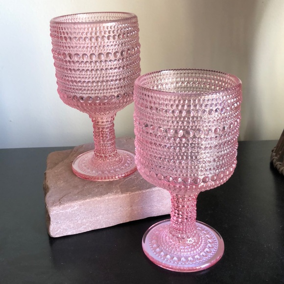 boutique Other - Dotted Wine Water Hobnail Goblet Glasses ROSE